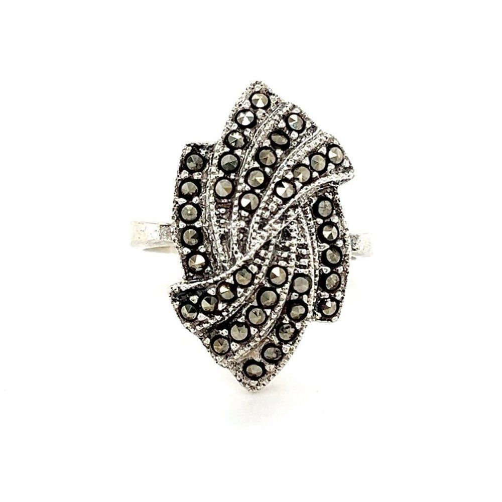 Fanlike Shaped Marcasites Sterling‎ Silver 925 Ring